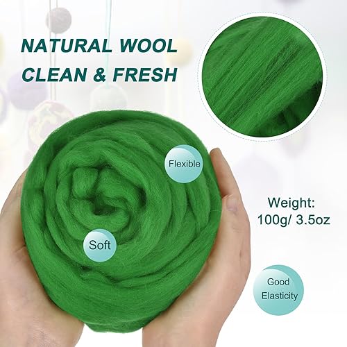 Miniatura 101 de uxcell Lana de fieltro con aguja, hilo de lana de fibra natural de 3.5 onzas para fieltro húmedo, manualidades, materiales de bricolaje (azul cielo)