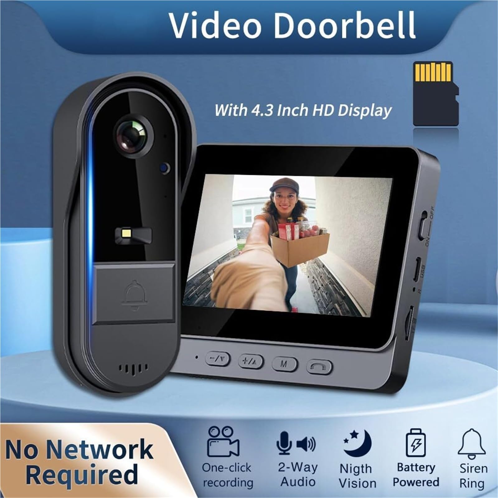 Mothdust Sonnette Video sans Fil 1080P HD Camera Surveillance WiFi Maison