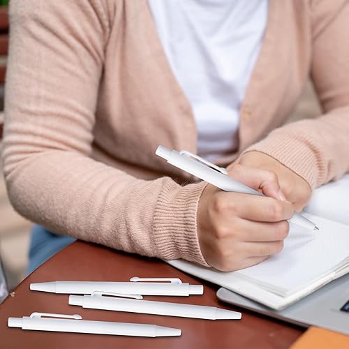 Miniatura 7 de Geyoga 200 mini bolígrafos blancos de 4 pulgadas, a granel, punta fina, pequeños retráctiles, tinta negra, con clip para cuaderno, escuela, oficina