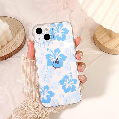 Miniatura 3 de Funda compatible con iPhone 14, bonito diseño transparente de flores de hibisco con estampado floral para niñas y mujeres, TPU suave a prueba de