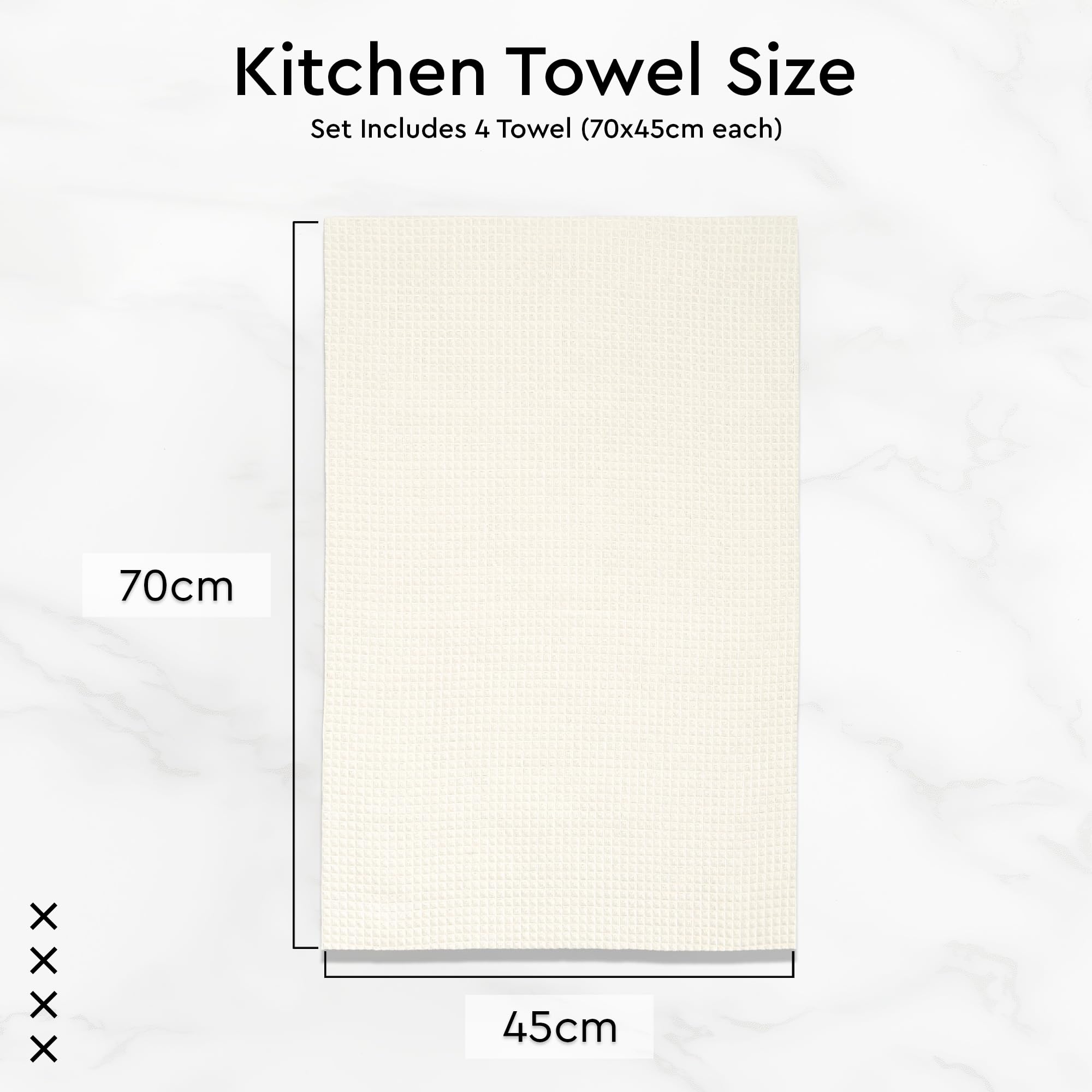 Encasa XO Kitchen Towels, Waffle Weave Cotton Tea Dishcloths White 4