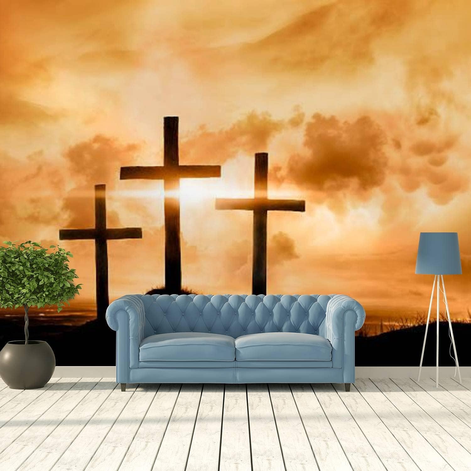 Papier peint mural 3D paysage coucher du soleil et sticker mural grand format