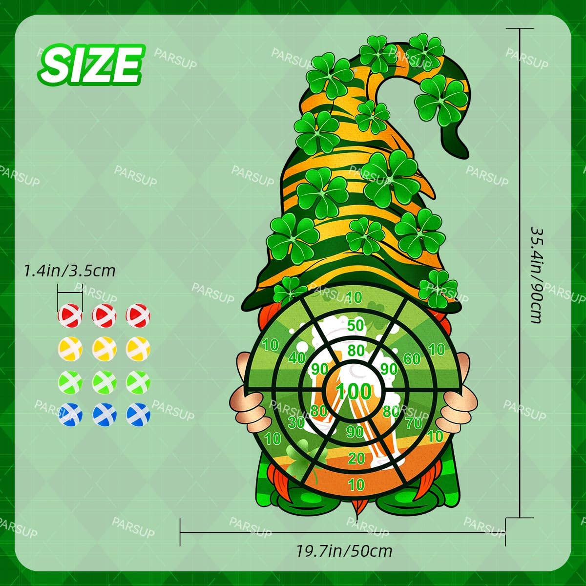 St Patricks Day Kids Dart Board Game Set, Irish Party Board Games with 12 Stick Balls, St Paddys Day Outdoor Games for Kids Ages 4-8, Saint Patricks Day Party Games Yard Toys