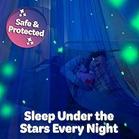 Vista 5 de Dosel de Cama Azul, Dosel de Cama Azul con Estrellas que Brillan en la Oscuridad para Niñas, Niños, Niñas y Bebés, Red para Cubrir la Cuna, Niño