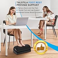 Vista 6 de TALSTILA - Reposapiés para debajo del escritorio en el trabajo, reposapiés con bolsillos cálidos de felpa, reposapiés ergonómico ajustable de espuma
