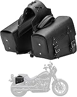 KEMIMOTO 12L Leather Motorcycle Saddlebags for Sportster 883/1200, Softail Low Rider S, Dyna, V-Star, Shadow, Vulcan, Rebel Cruisers