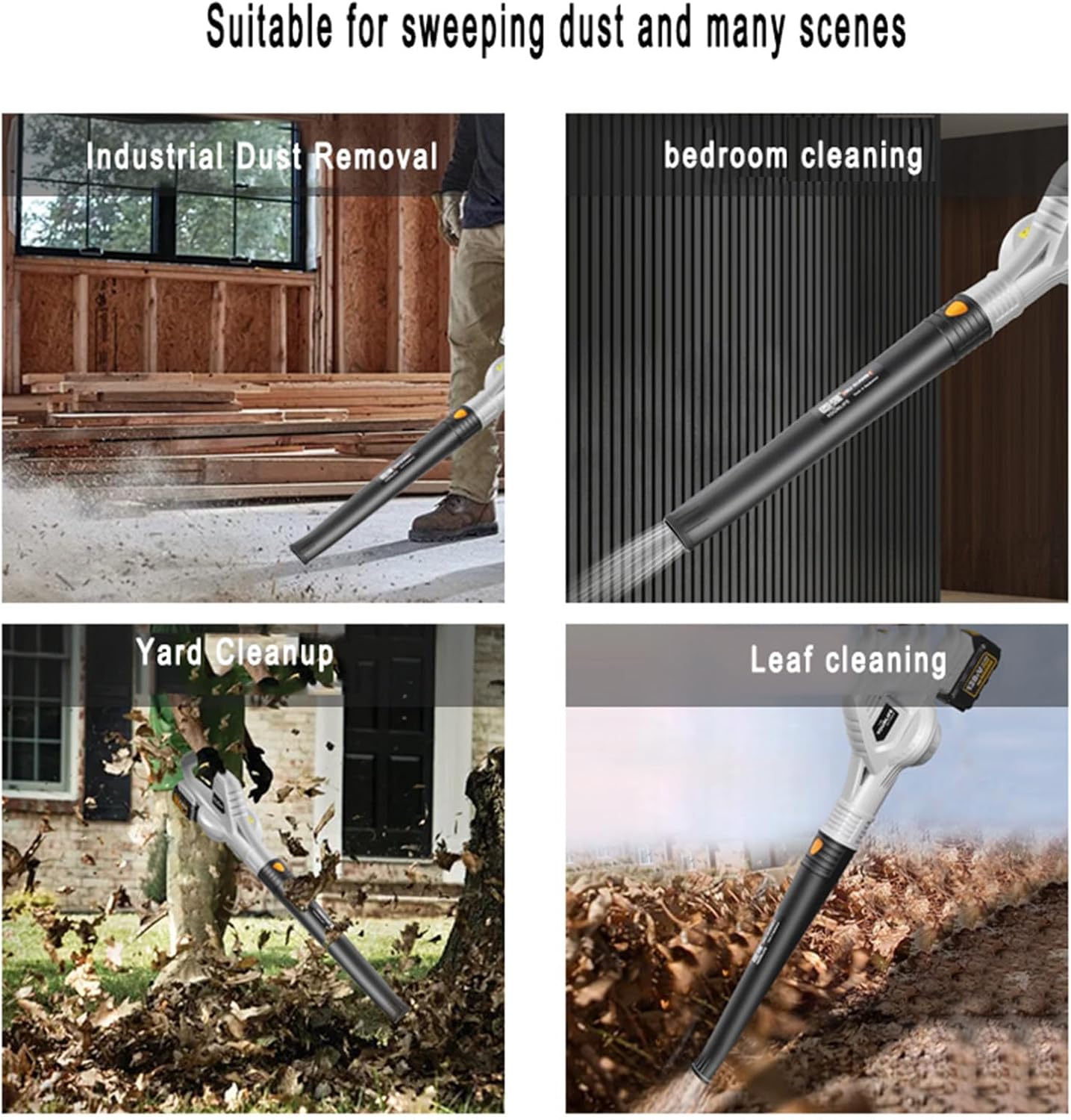 Cordless Electric Blower, Handheld Lithium Battery Leaf Blower, Computer Hair Dryer Dust Collector Household Cleaning Dust Blowing Dust Powerful Dust Collector