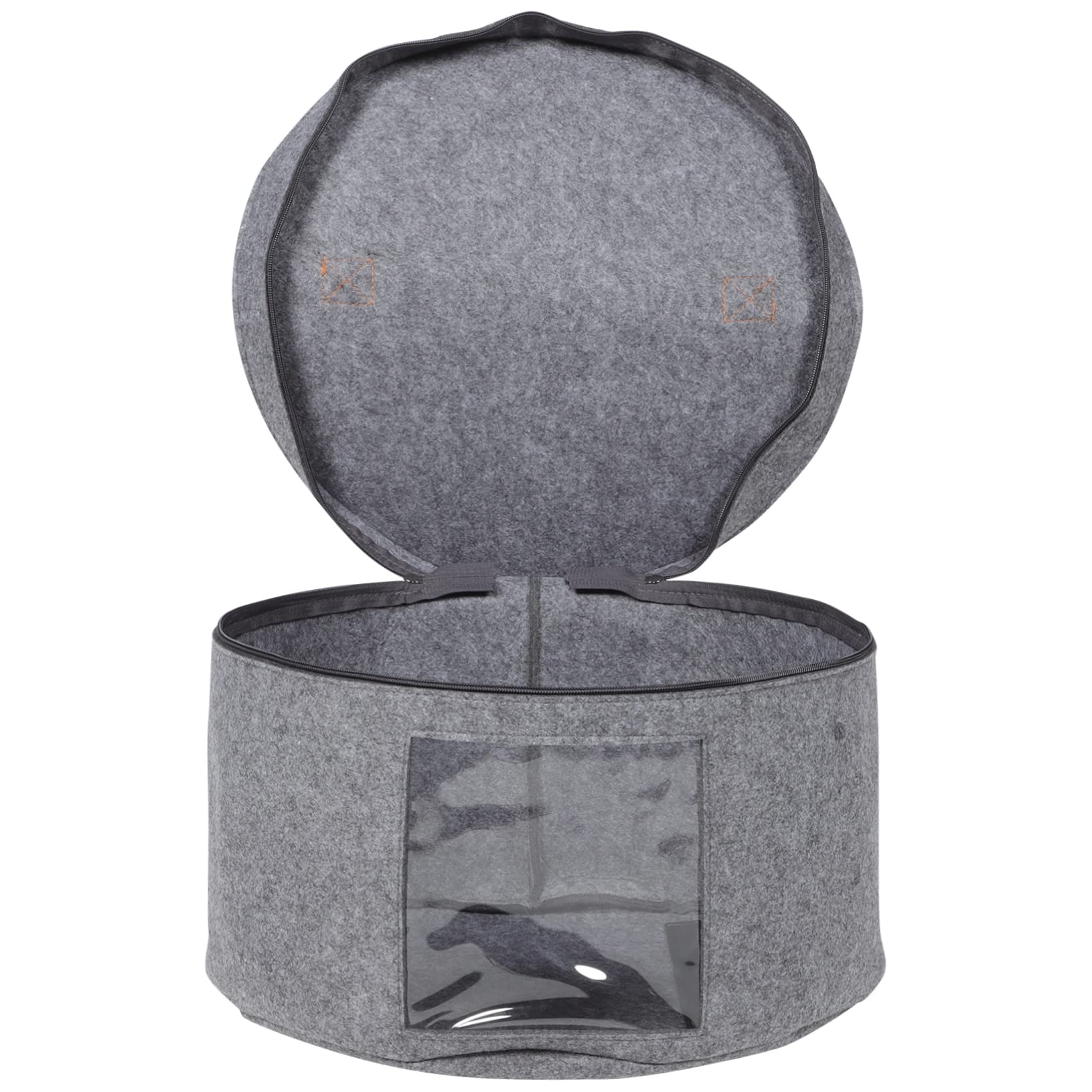 VOSAREA Round Hat Storage Box Large Portable Hat Carrier Organizer for Women Men Dust Zipper Lid Travel Hat Case Grey