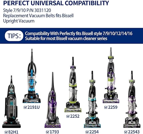 Miniatura 2 de Paquete de 4 correas de vacío para Bissell Style 7910 pn 3031120#2031093#32074#3031123 PowerForce Helix Powerlifter CleanView Swivel Rewind