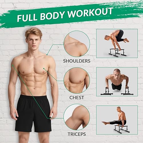 Miniatura 6 de IMAYCC Barra de empuje hacia arriba, barras de paraletas ajustables de 7.5 y 10.6 pulgadas de alto y barra de inmersión con agarres de espuma de