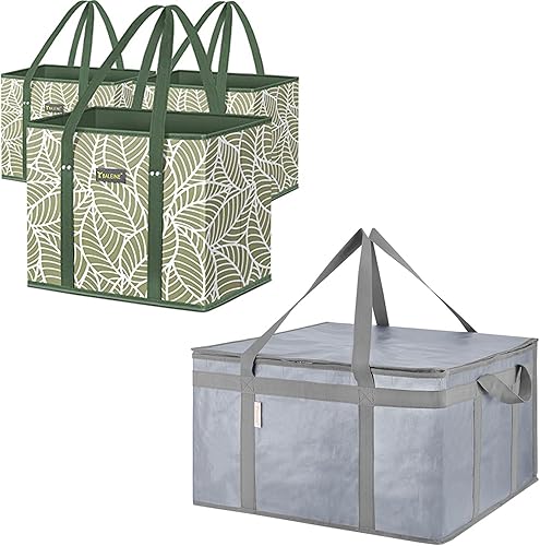 BALEINE 3 bolsas reutilizables para comestibles + 1 paquete de bolsas de comestibles reutilizables aisladas (XXL)