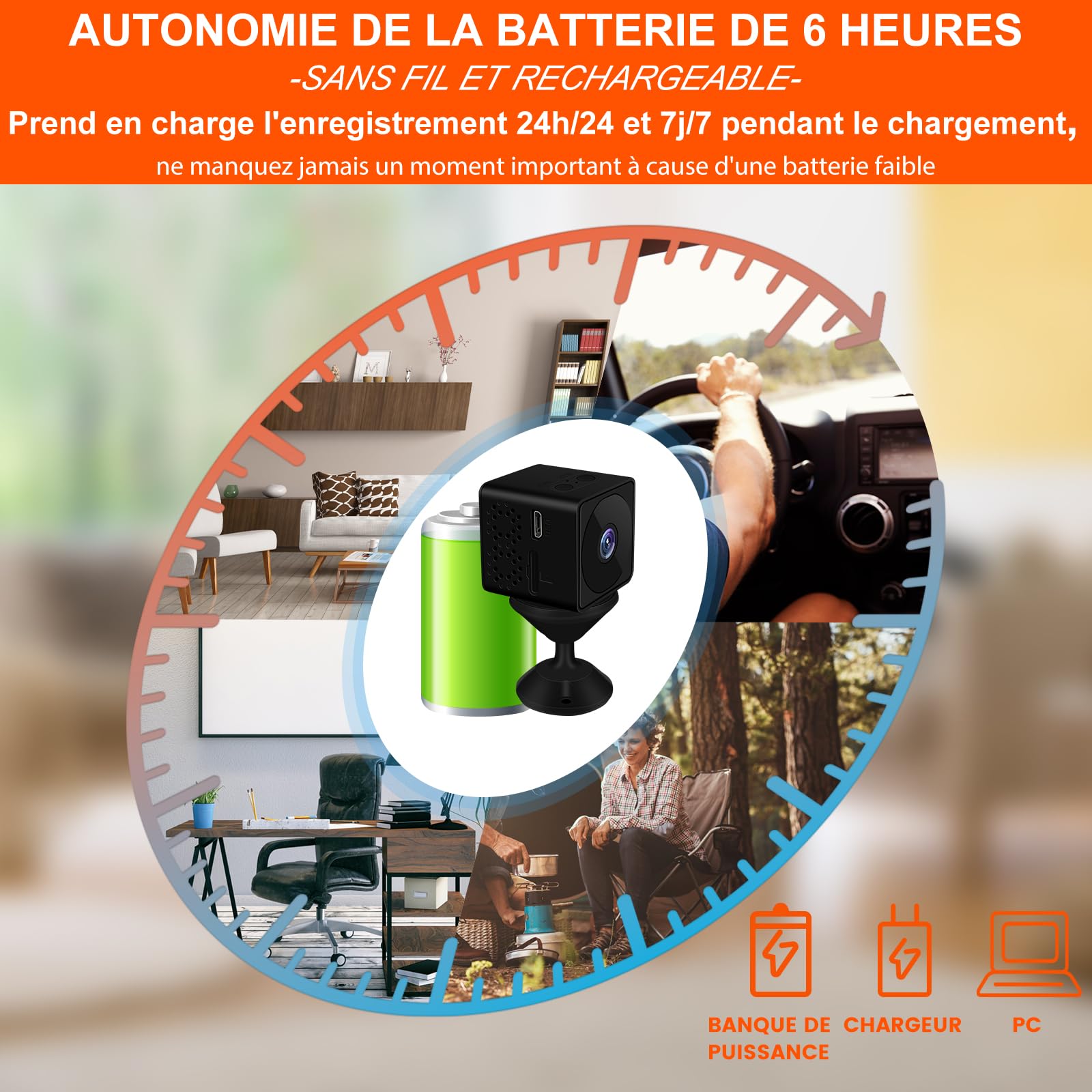 Bextgoo Mini Camera sans Fil, Options Wi-FI ou sans Wi-FI, 4K Camera de Surveillance sans Internet avec avec Carte TF 32 Go, Vision Nocturne, Mini Camera pour Maison/Intérieur/Extérieur(Noir)