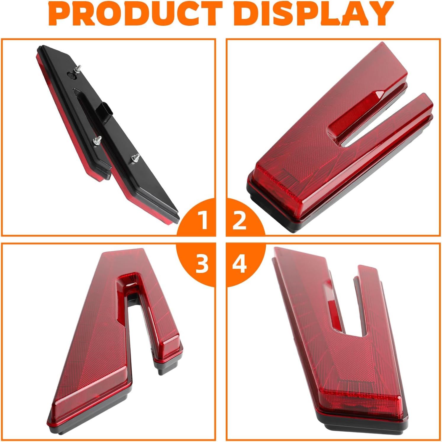 Set of 2 LED Taillights, Left and Right Red Rear Brake Stop Lights Tail Lamps, Compatible with Polaris RZR PRO XP /4 2020-2024 Tail Light Assembly