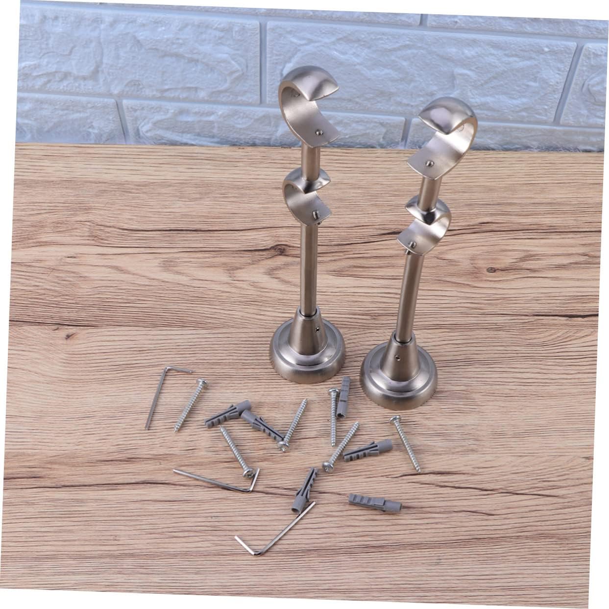 2pcs Double Curtain Rod Brackets Drapery Holders for Vintage Home Easy to Install Curtain Pole Supports Sturdy Wall-Mounted Rod Bracket