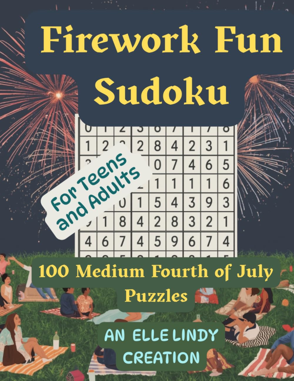 Firework Fun Sudoku: 100 Medium Fourth of July Puzzles (large print)