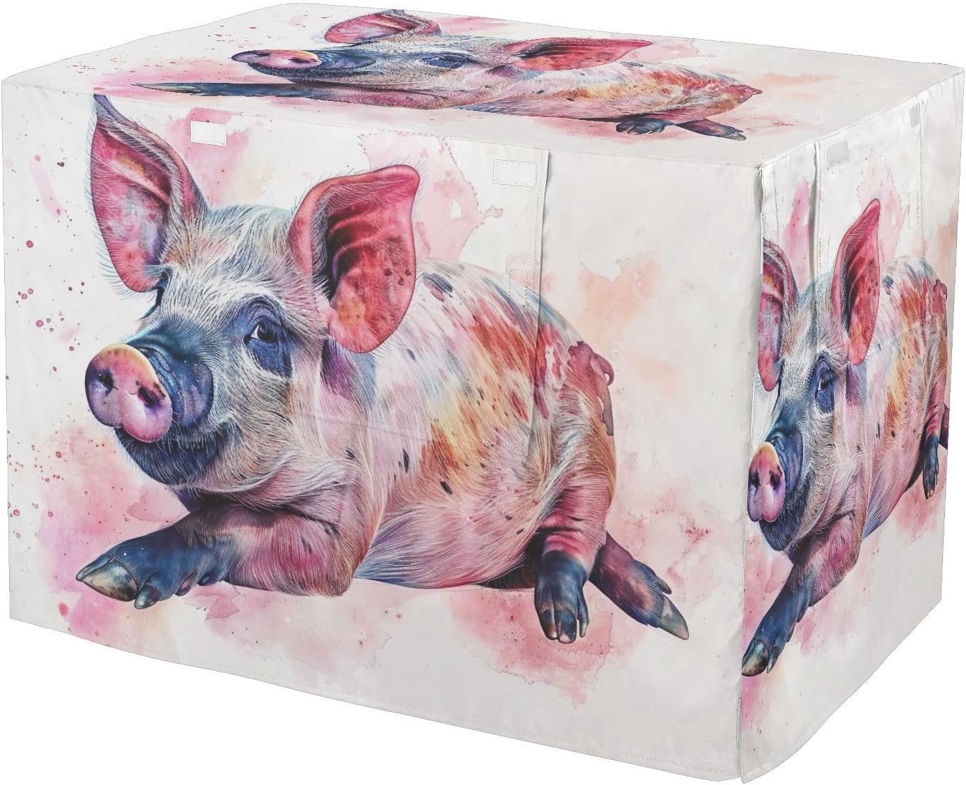 Funny Watercolor Pig Dog Crate Covers Windproof, S-XL Water-Resistant Cage Cover for Indoor Pets, X-Large