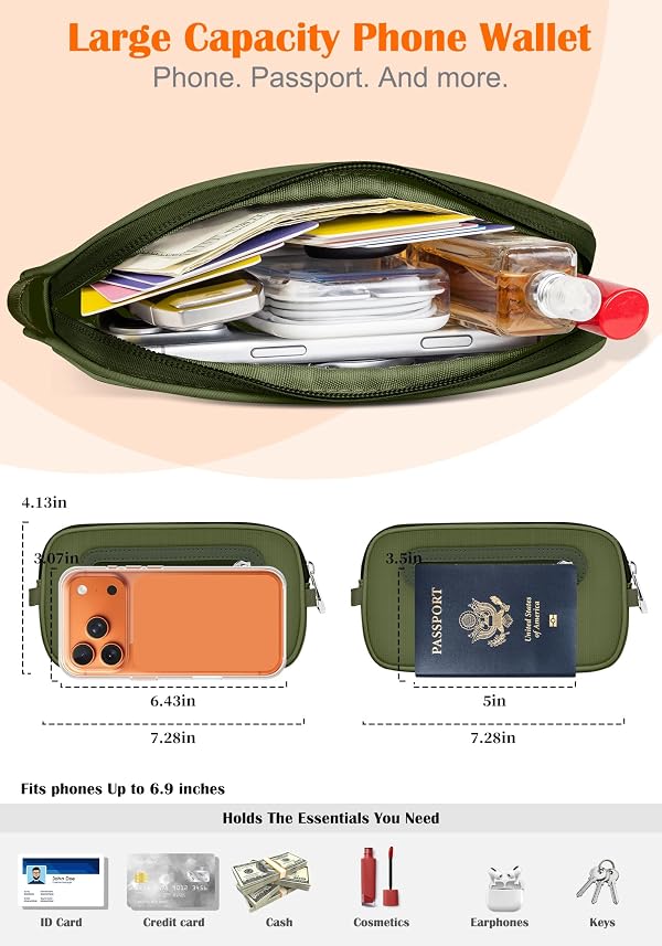 takyu Clip and Go Strap for Phone with Wallet Crossbody, 4-in-1 Adjustable Phone Lanyard with Detachable RFID Wallet with ID Window, Cross Body Strap for Women Travel, Forest Green by takyu - Image 2