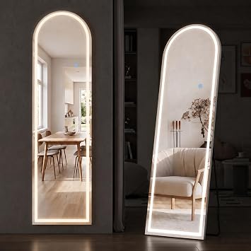 Arched LED Full Length Mirror with Lights, 60"x16" Lighted Full Body Mirror