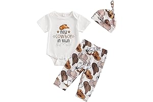 SAYOO Cowboy Western 3-Piece Baby Boy Outfit