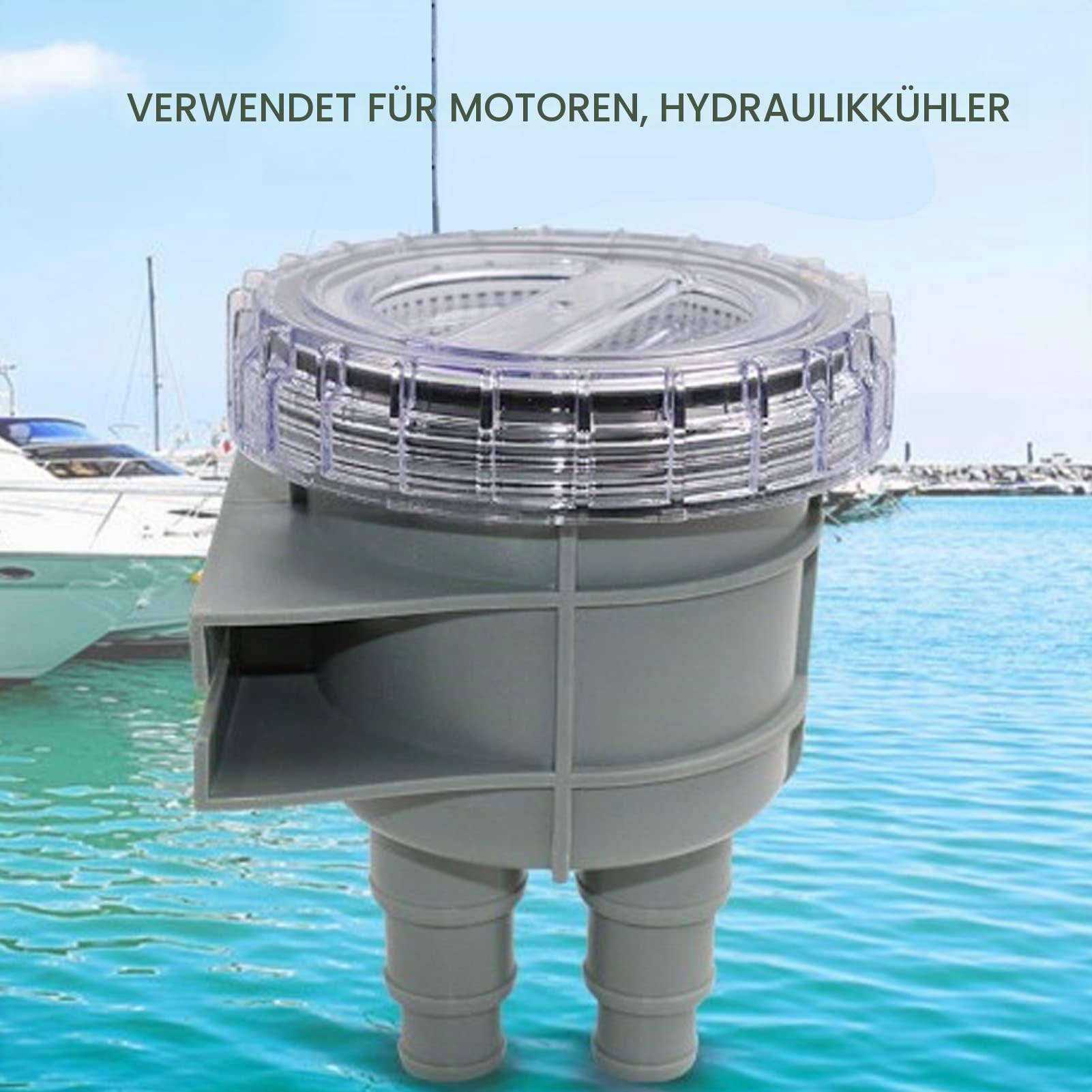 Meerwasser-Siebfilter, ABS-Kunststoff Transparentes Gehäuse Anschlüsse in verschiedenen Größen Marine Intake Kühlwasserfilter Abnehmbarer Deckel Marine-Boot-Ansaugung