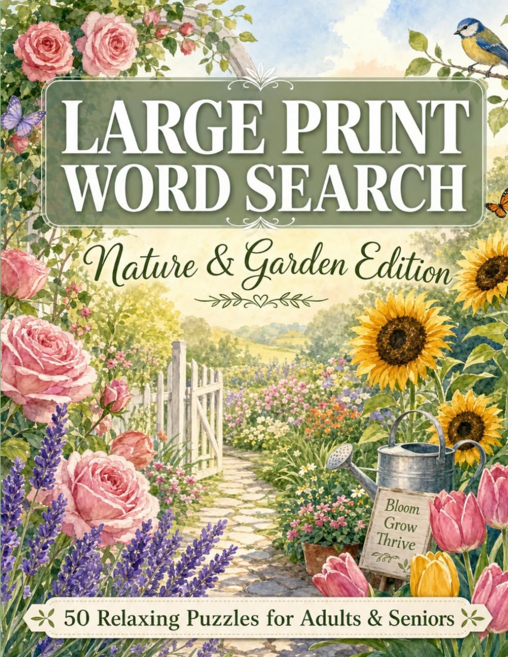 Large Print Word Search - Nature & Garden Edition: 50 Relaxing Puzzles for Adults and Seniors