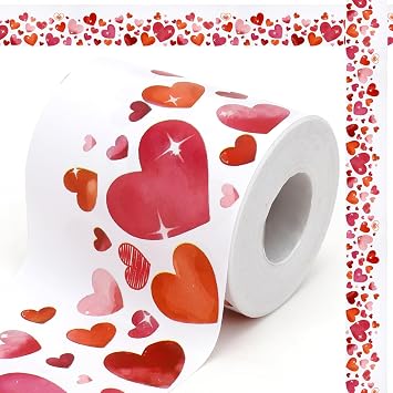 Valentines Day Bulletin Board Border Stickers, 66Feet Self-Adhesive Love Heart Bulletin Board Decorations for Valentines Day Wedding Anniversary Party Supplies Classroom Chalkboard Office Wall Decor