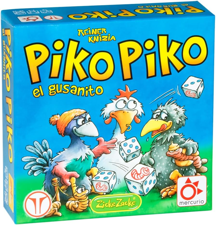 MERCURIO - PIKO PIKO - Juego de Dados para Familias y Amigos - Ejercita Matemáticas Jugando - Juego de Mesa Portátil con 8 Dados y 16 Fichas - Para 2 a 7 Jugadores - Edad Mínima 8 Años