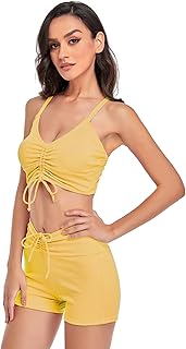 Conjunto de Traje de Baño Mujer Sexy Traje de Baño Dos Piezas Cintura Alta Bañadores Push Up Ropa de Playa Talla Grande Ropa de Baño, Colores Sólidos