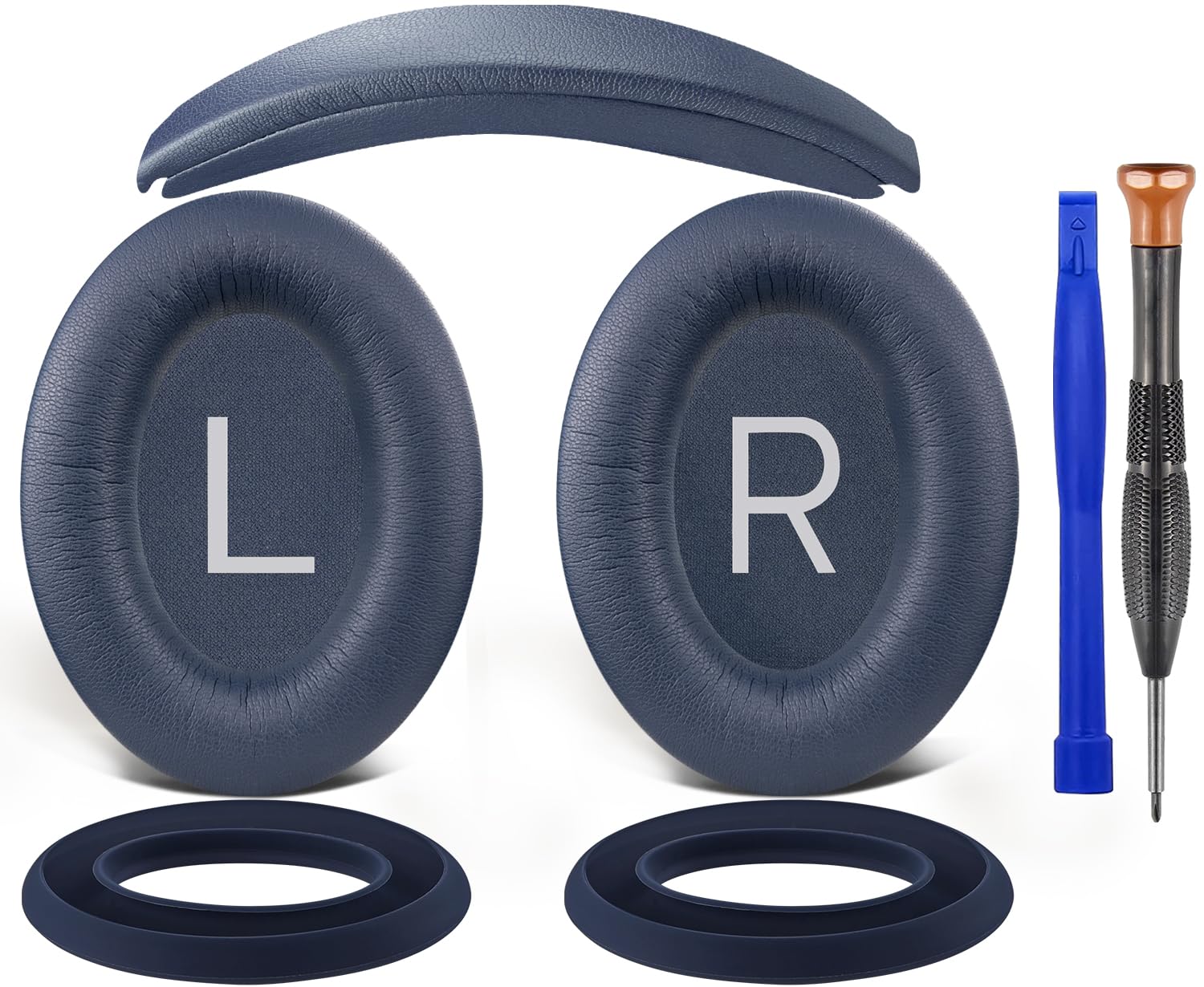 SOULWIT Ear Pads Cushions + Headband + Silicone Earpads Cover Protector, Replacement Kit for Bose QuietComfort 45 (QC45)/QuietComfort SE (QC SE)/New Quiet Comfort Wireless Over-Ear Headphones - Blue-image-15