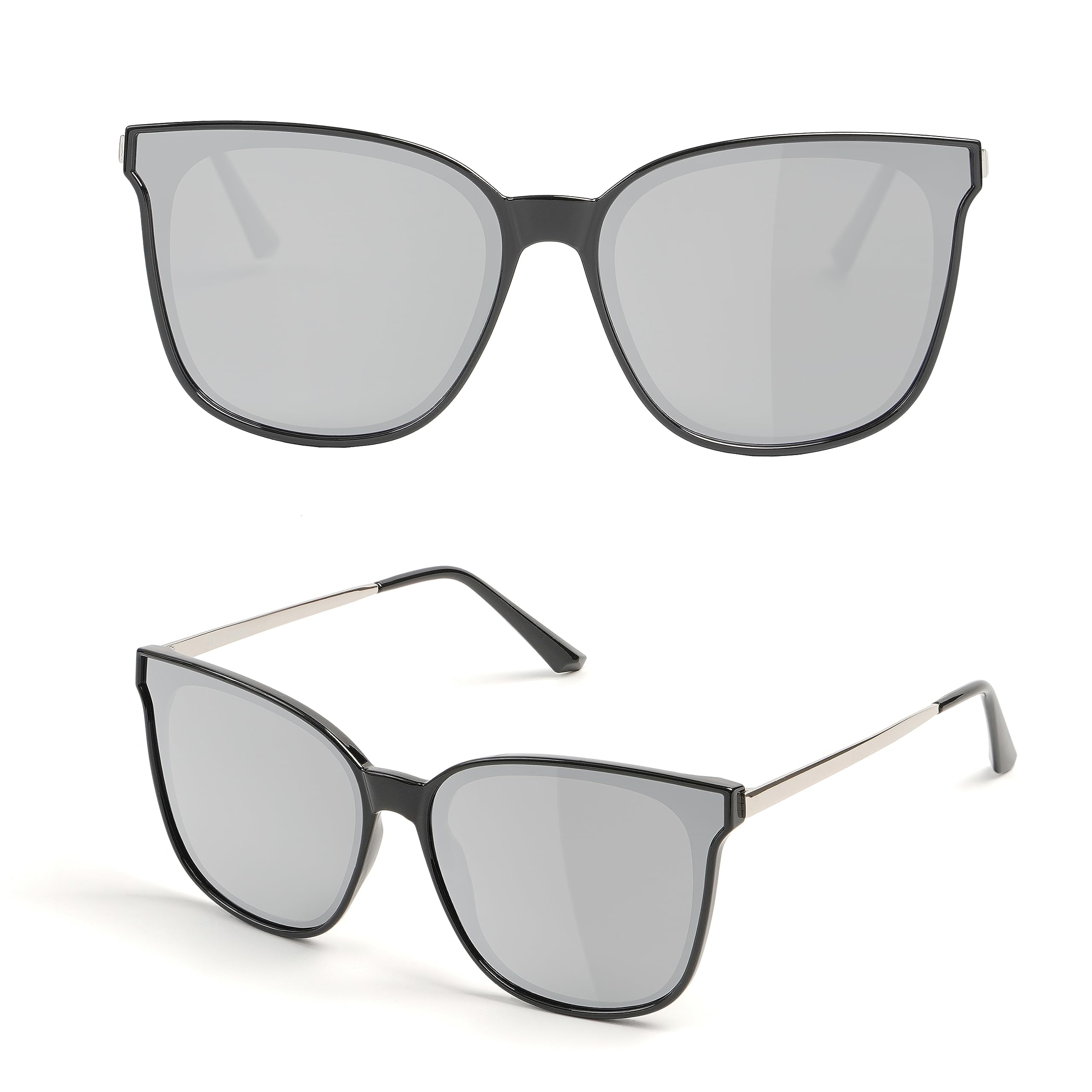 Yaserra Trendy TAC Polarized Square Sunglasses for Women Men, Oversized Lightweight TR90 Frame UV400 Protection