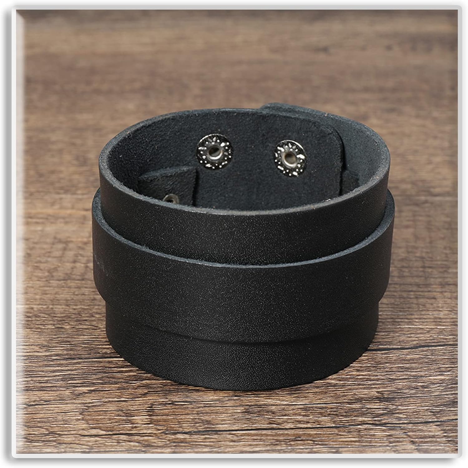 Xusamss Punk Rock Wide Leather Wristband Arm Cuff Bracelet - Image 5