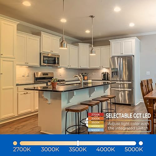 Miniatura 8 de Luz LED de techo redonda empotrable de 8" 25W regulable. 5CCT (2700K3000K3500K4000K5000K seleccionable) 2125 lúmenes, caja de conexiones incluida