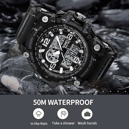 Miniatura 6 de SKMEI Reloj deportivo digital para hombre, reloj militar impermeable con pantalla LED, cronómetro y alarma