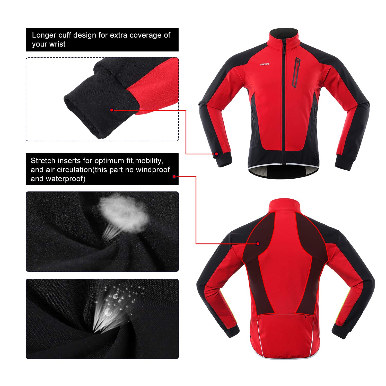 ARSUXEO Chaqueta Ciclismo Hombre Invierno Polar Térmico Softshell MTB Ropa de motorista
