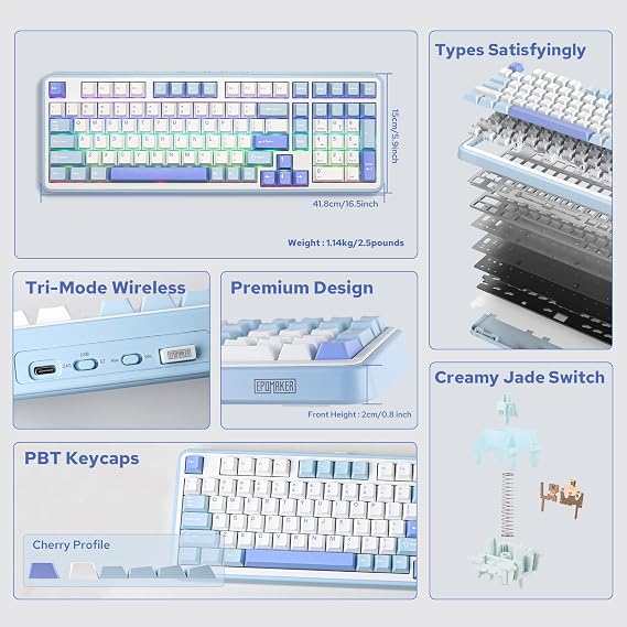 EPOMAKER TH99 Tri-Mode Wireless Mechanical Keyboard+Click Lite Wireless Gaming Mouse