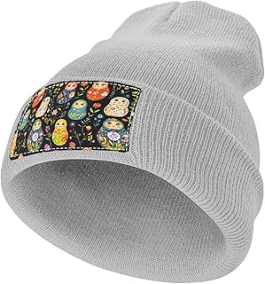 Russian Nesting Dolls Flowers Unisex Beanie Hats Winter Knitted Cap Soft Skully Hat for Cold Weather