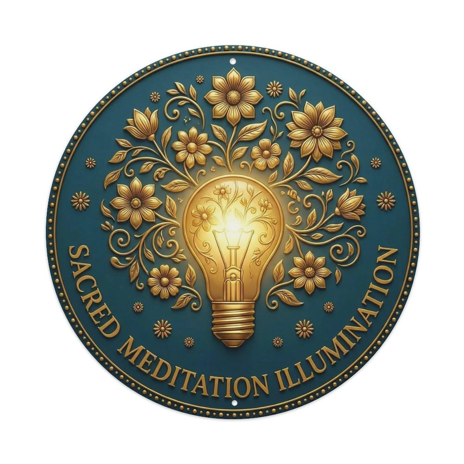 Vintage Sacred Meditation Illumination Flower Zen Yoga Vintage Metal Tin Sign Plaque Wall Decor for Cafe, Club Bar, Office, Garden Metal Poster 8x8Inch