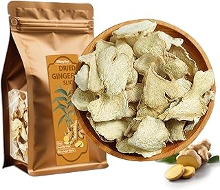 Dried Ginger Root Slices No Sugar Bulk Dehydrated Small Dry Ginger Pieces for Tea Baking and Asian Cooking | Cut and Sifted 100% Natural No Sulfur & No Additives Vegan 7oz
