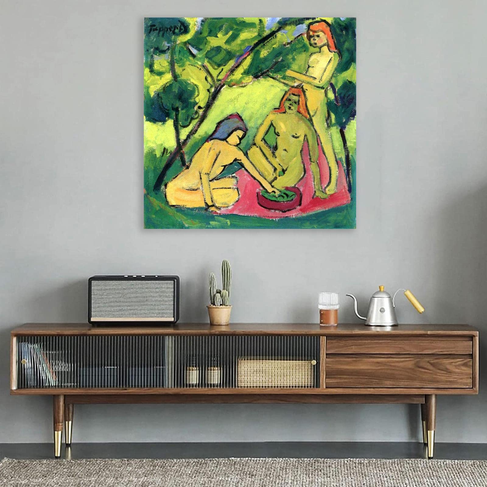 Heinrich Campendonk słynna reprodukcja obrazu."Kompozycja" salon sypialnia dekoracja płótno sztuka ścienna obraz 70 x 70 cm (27,5 x 27,5 cala) bez ramy