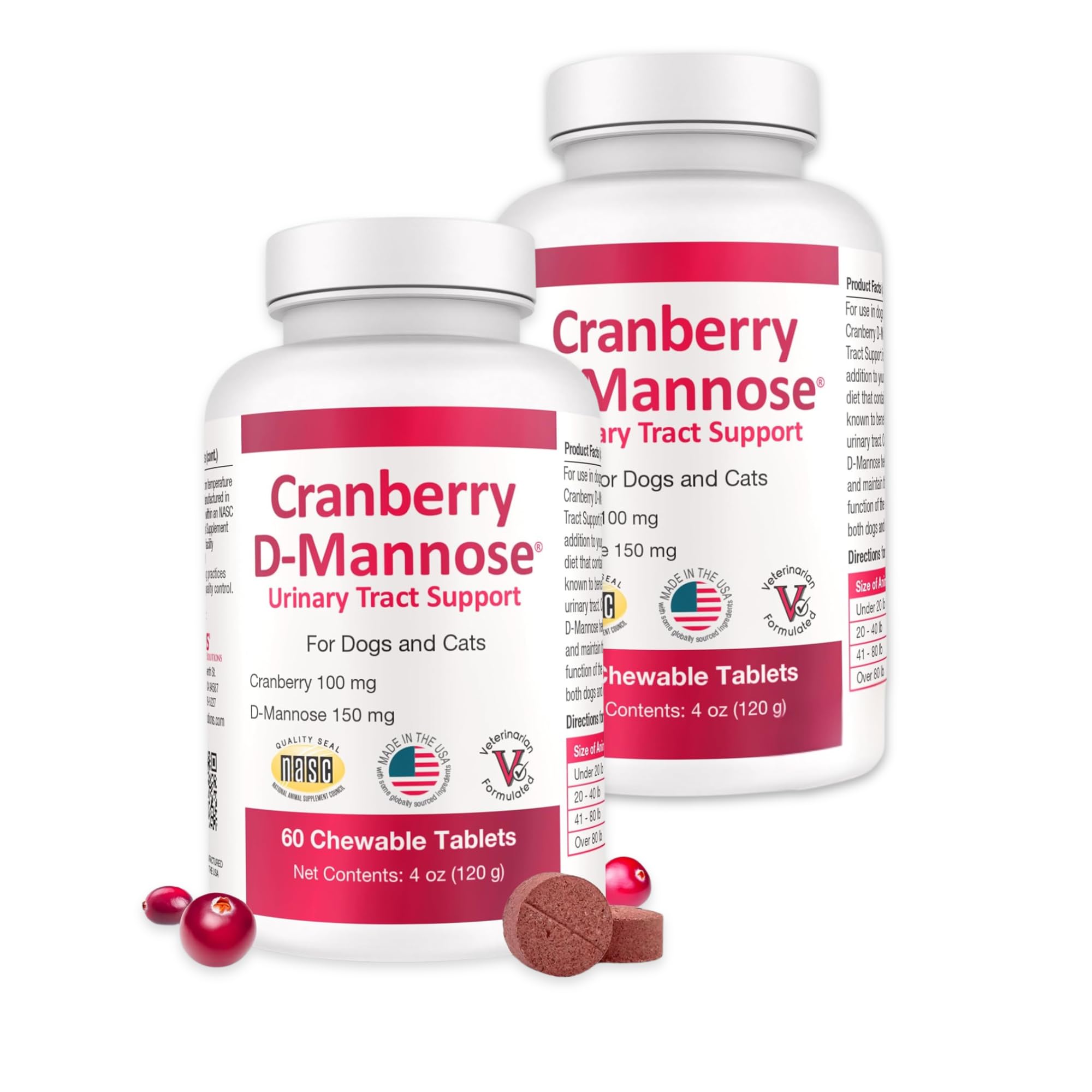 Cranberry D-Mannose Urinary Tract Supplement for Dogs & Cats – Bladder & UTI Health Support – Cranberry Extract, D-Mannose & Vitamin C–Promotes Urinary Wellness & Kidney Function – 60 Chewable Tablets — Amazon image 13