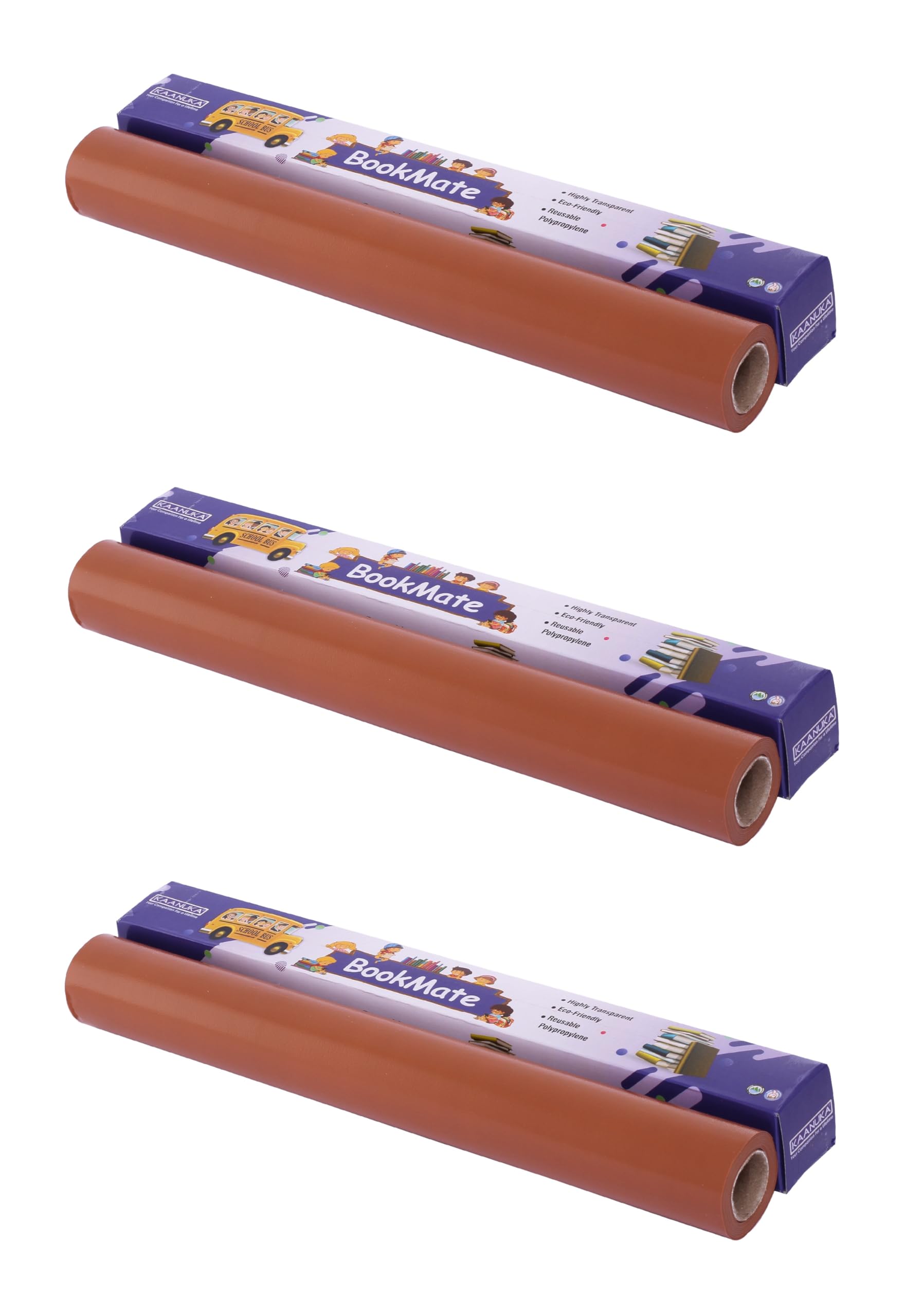 Kaanuka Rotoli di copertina per libri di testo, impermeabili, per quaderni, in carta sintetica, confezione da 3, colore: marrone