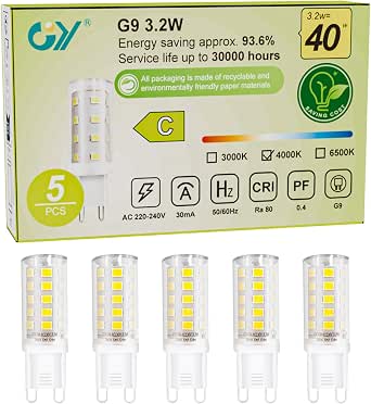 MENTA Lampadine LED G9 10W, Nessun Sfarfallio, Luce Bianca Fredda 6000K, 800lm