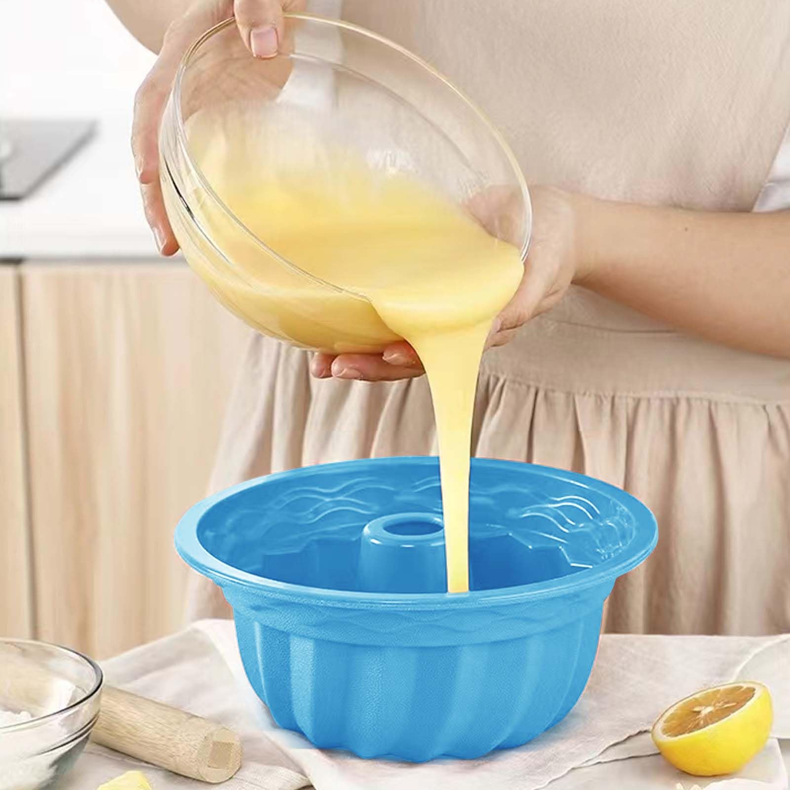 Silikonowa forma do babki, 2 sztuki, forma do pieczenia Ø 16,5 cm, babka, forma do ciasta, wysokiej jakości silikonowa forma do ciasta, wielokrotnego użytku, forma do babki i 1 szpatułka, 1 szczotka