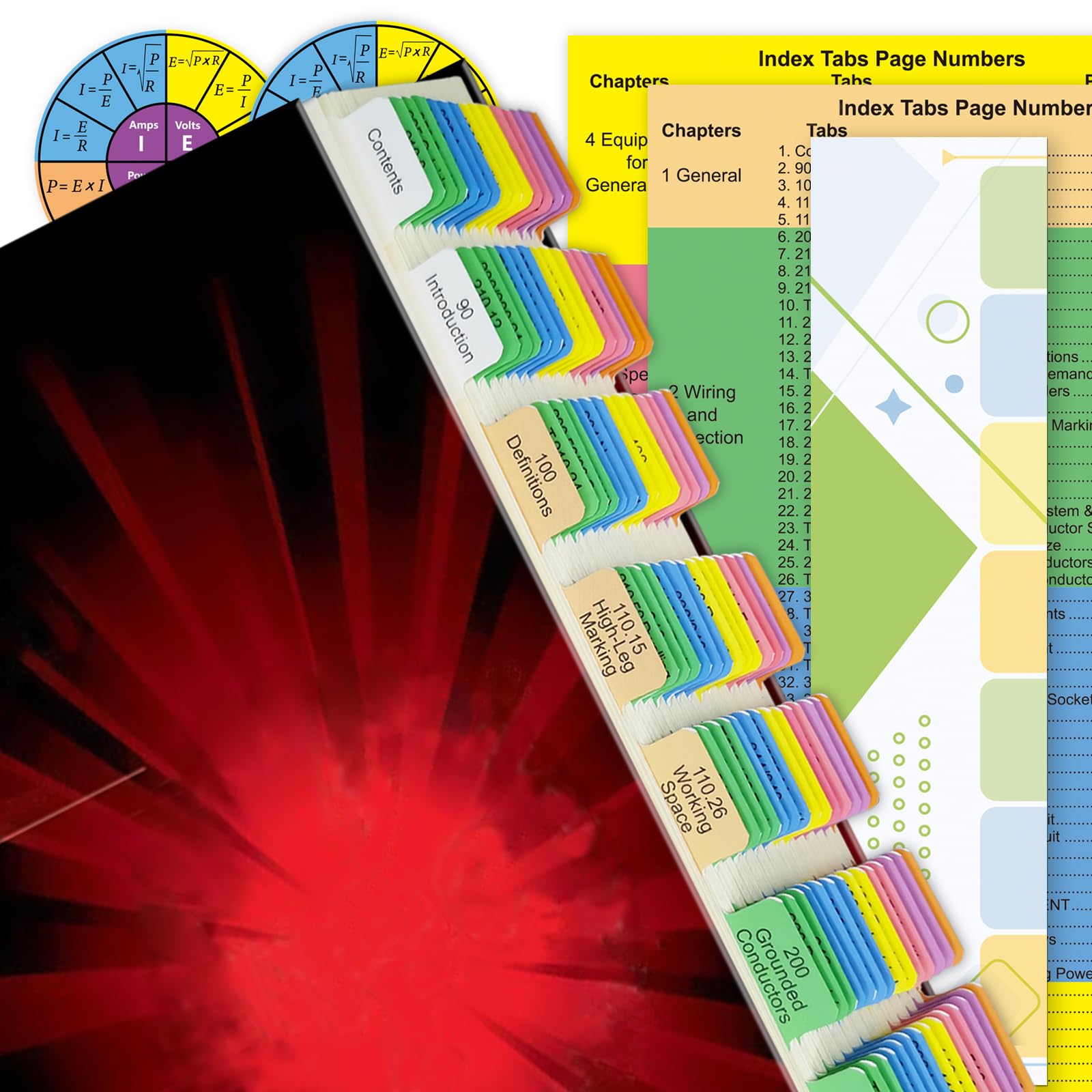 Weprota Electrical Code Tabs for NEC 2020, 140 PCS Laminated & Color-Coded for National Electrical Code, with Formula Guide/Wire Chart/2 Ohm’s Law