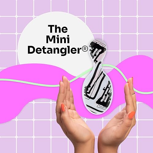 Miniatura 2 de Wet Brush Cepillo desenredante de chorro, líneas rosas (motivo de acuarela)  Mini peine desenredante con cerdas IntelliFlex ultrasuaves que se