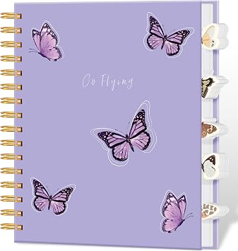 Cute Spiral Notebook for Women with Dividers, 5 Subject Notebook 7 x 8.5
