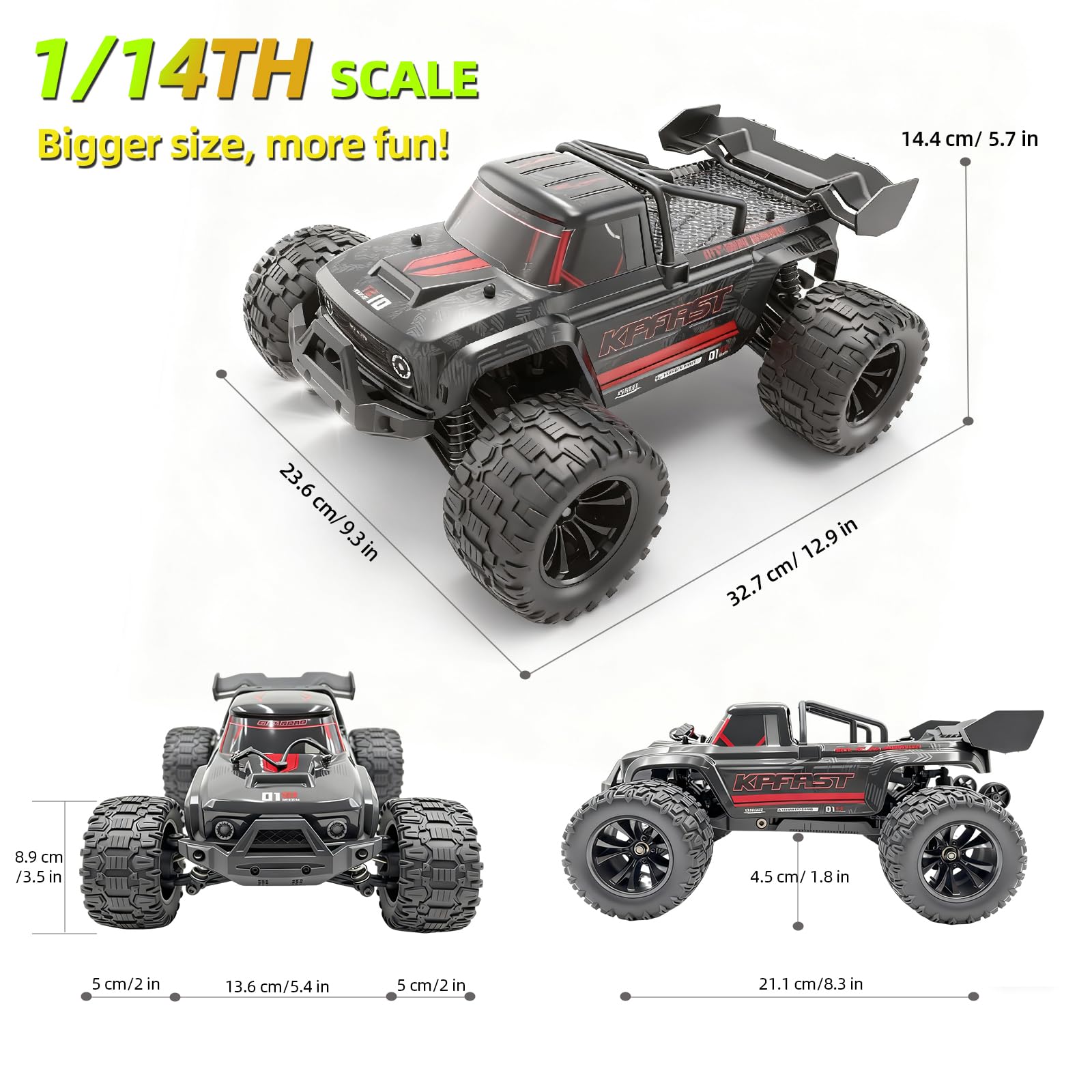 Auto telecomandata, 1/14 auto RC senza spazzole, 55 km/h, 4WD