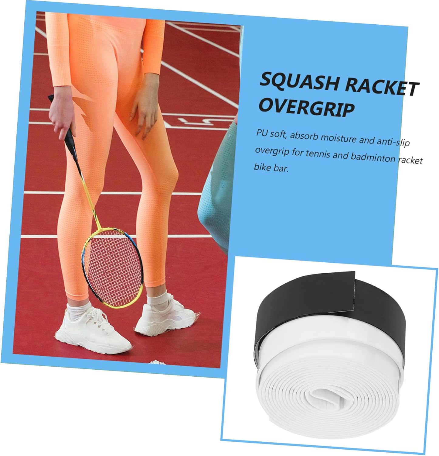 White Badminton Overgrip 10 Pack PU Anti Slip Sweat Band for Tennis Rackets | Super Absorbent Grip Tape, Comfortable Hold for Hot Humid Days, Fits Fishing Rods and Racquet Sports