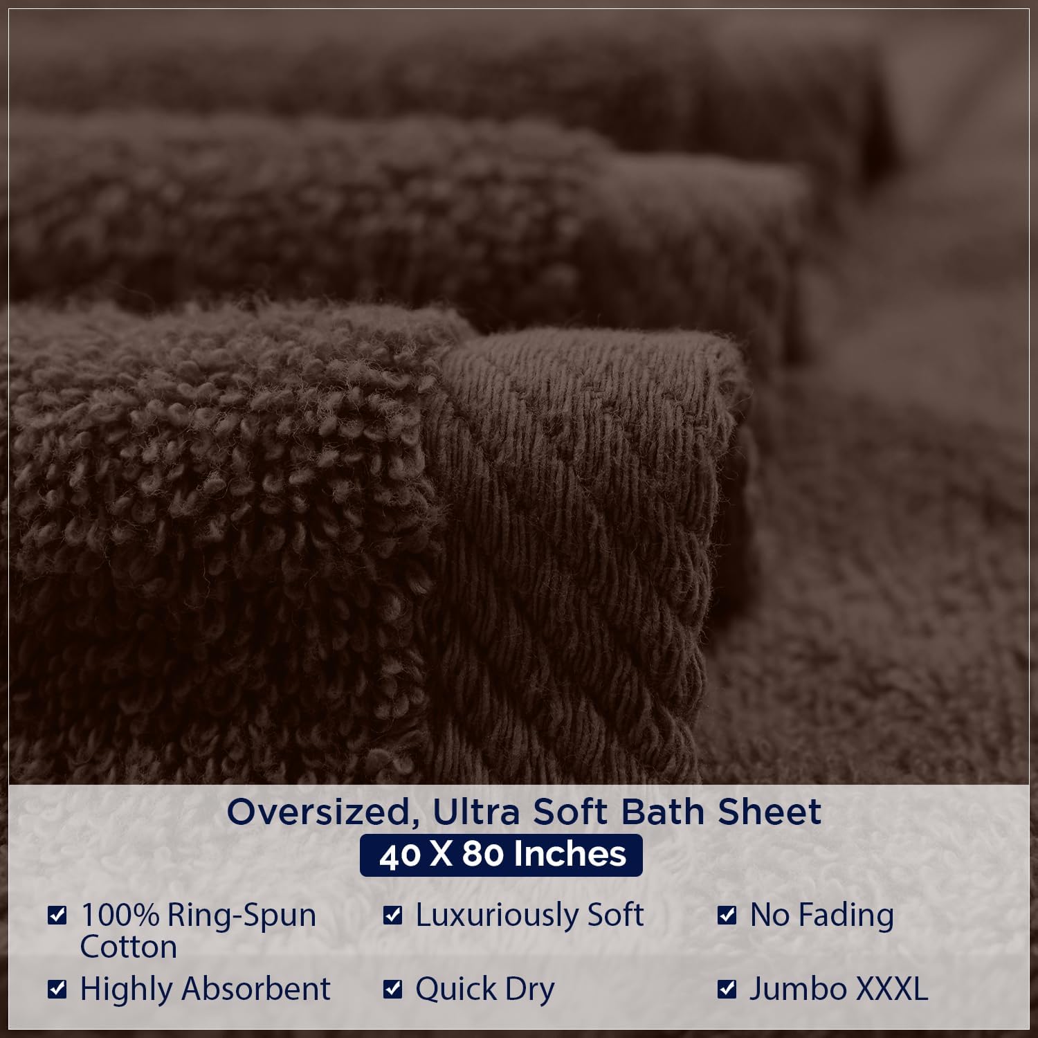 DAN RIVER Pack of 1 Jumbo Bath Sheet 40x80 Inches, Oversized Bath Towels for Adults, Fluffy and Soft Plush Towels - Brown