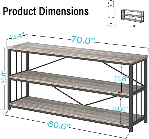 Miniatura 37 de LVB Mesa consola negra, mesa de entrada moderna para pasillo sala de estar, mesa de sofá industrial detrás del sofá, mesa de entrada de metal de